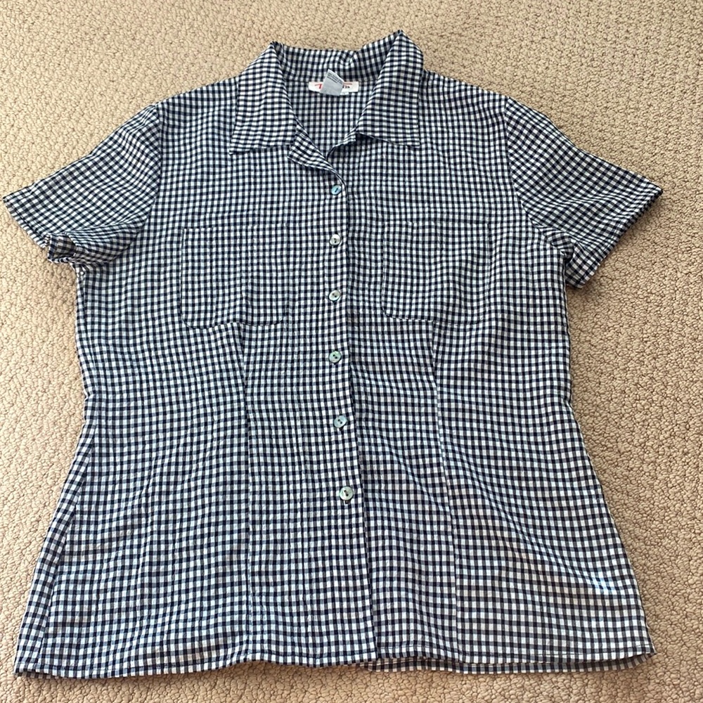 Talbots Checkered Short Sleeve Shirt